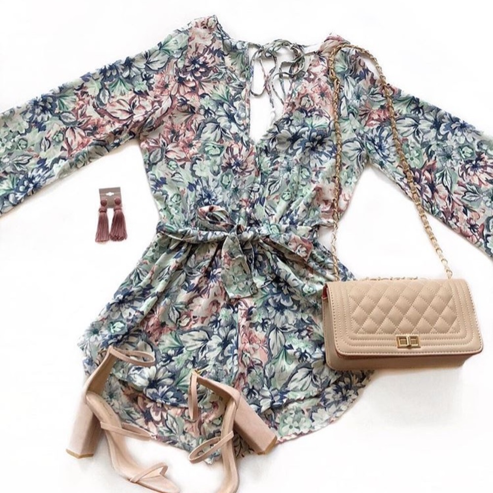 Olivaceous Floral Romper